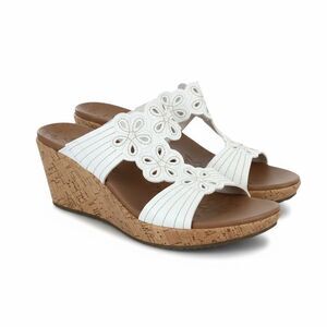 Skechers Women's Beverlee Wedge Sandal White Floral Size 7 Casual